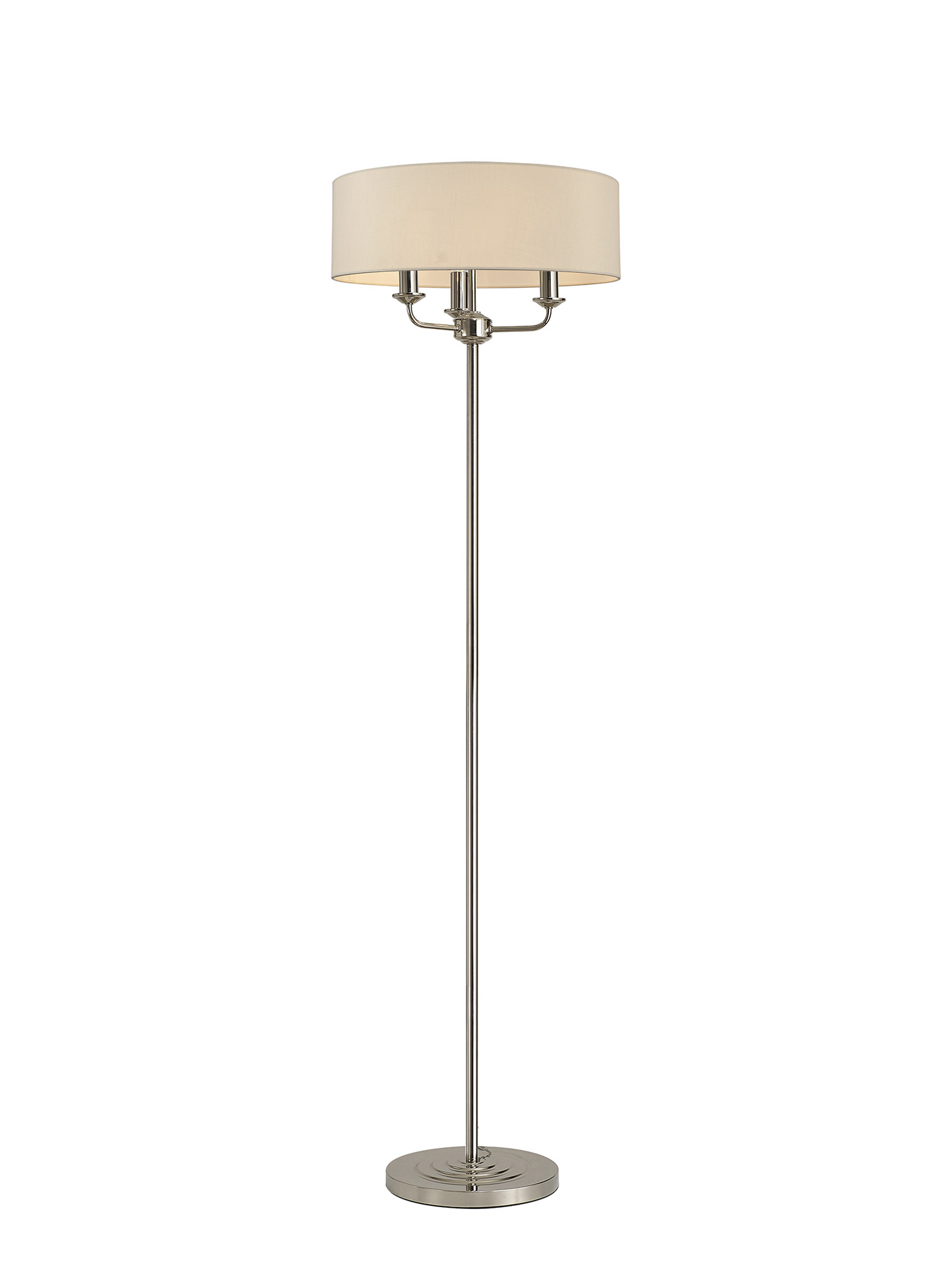 DK0885  Banyan 45cm 3 Light Floor Lamp Polished Nickel, Nude Beige